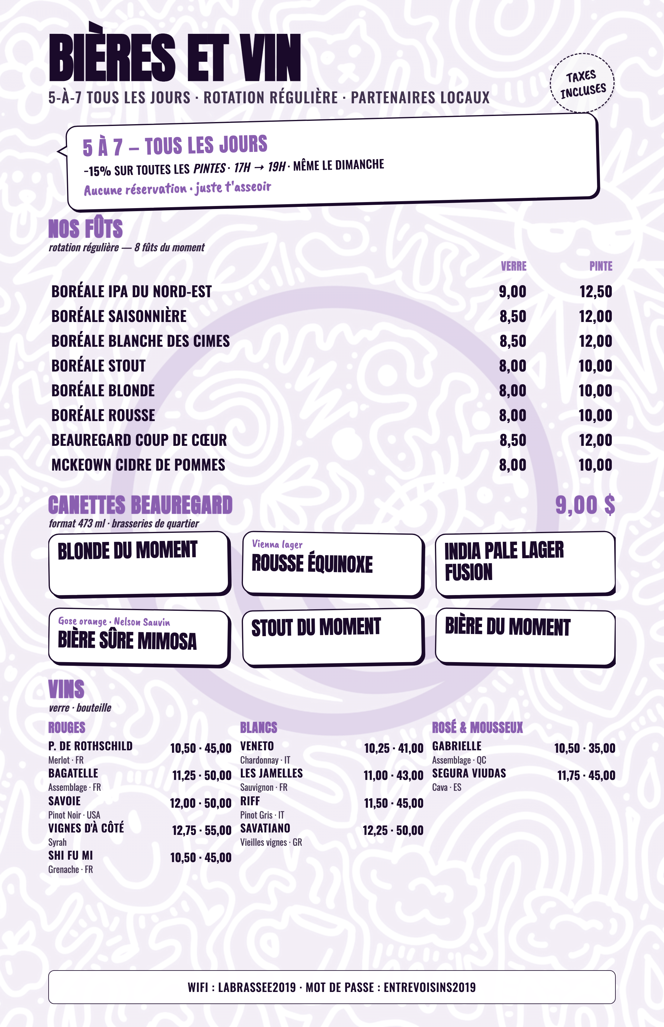 Menu La Brassée — Locaux · rotation régulière