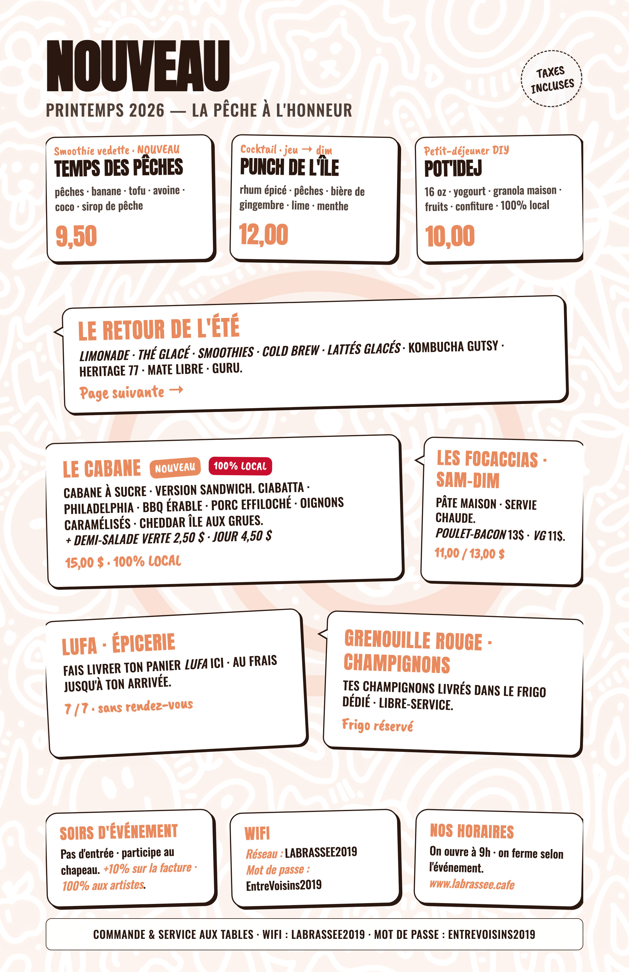 Menu La Brassée — Nouveautés du moment